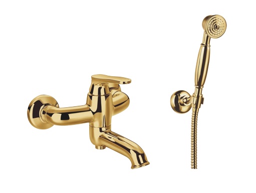 Baterie de cadă și duș monocomandă de perete OMNIRES Art Deco, auriu