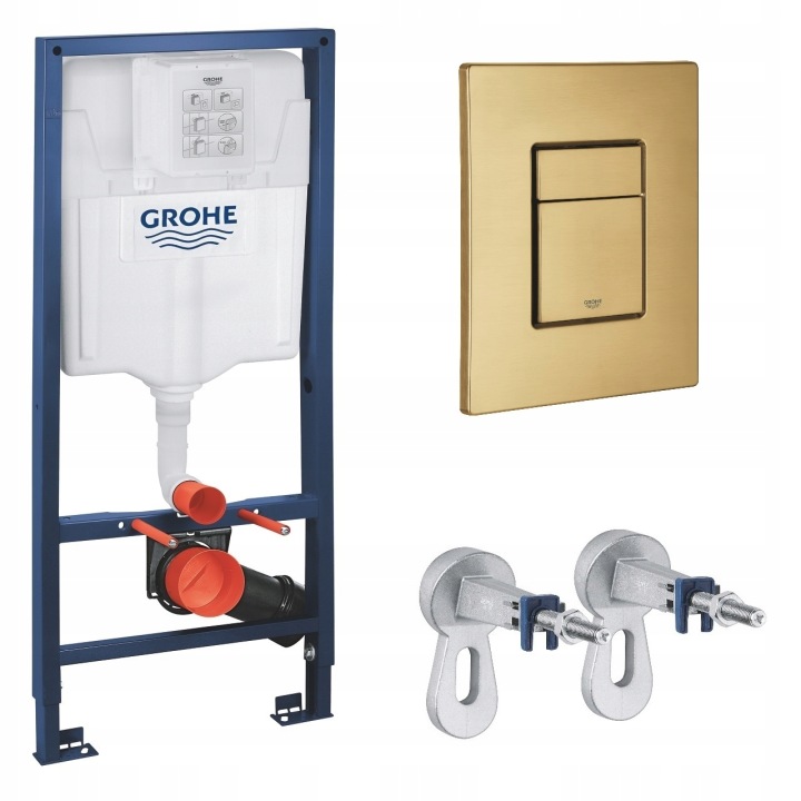 Stelaș încastrat pentru WC GROHE Rapid SL cu clapetă aur mat