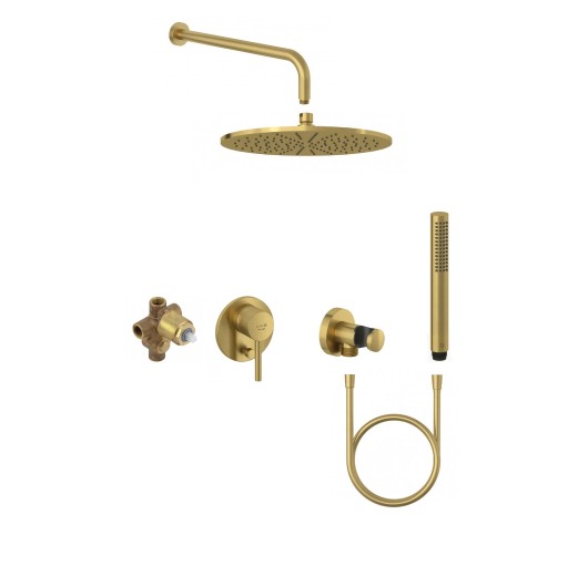 KLUDI Bozz set de duș încastrat cu pălărie fixă, auriu periat 38716N076