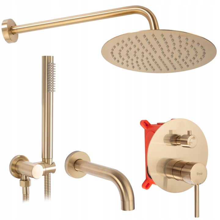 Set de duș încastrat Lungo Brush Gold REA